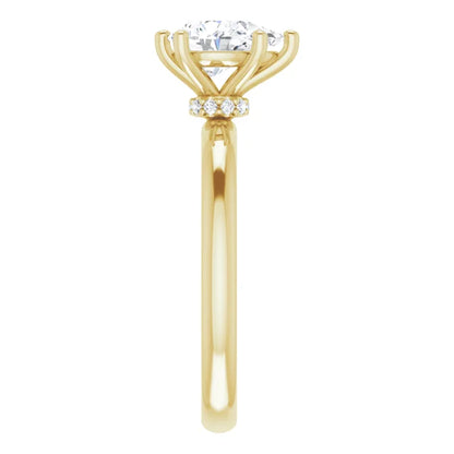 Pear Cut Yellow Gold Low Hidden Halo Solitaire Engagement Ring
