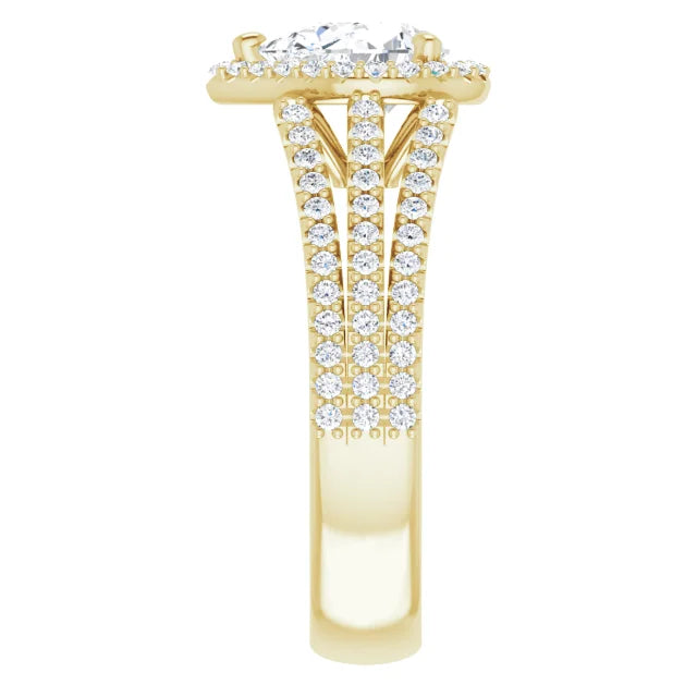 Pear Yellow Gold Halo Style Engagement Ring