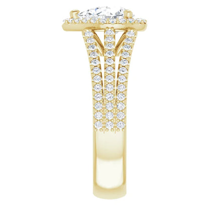 Pear Yellow Gold Halo Style Engagement Ring