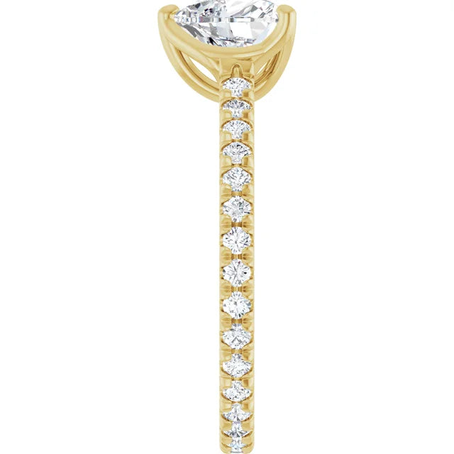 Heart Yellow Gold Claw Set Eternity Style Engagement Ring