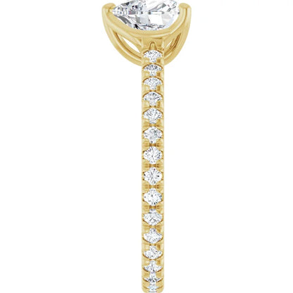 Heart Yellow Gold Claw Set Eternity Style Engagement Ring