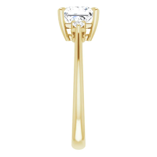 Princess Yellow Gold Accent Engagement Ring
