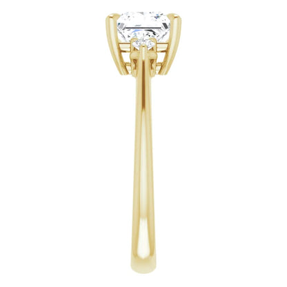 Princess Yellow Gold Accent Engagement Ring