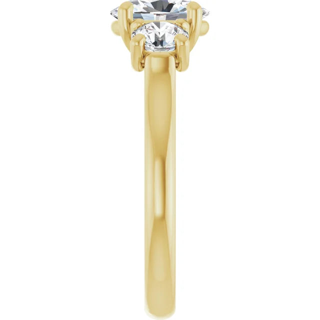 Oval Yellow Gold Tri Stone Lab Diamond Engagement Ring