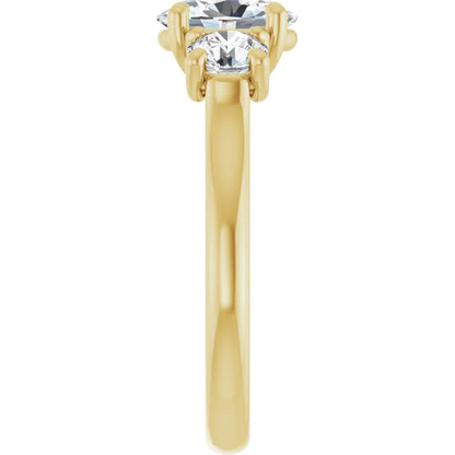 Oval Yellow Gold Tri Stone Lab Diamond Engagement Ring