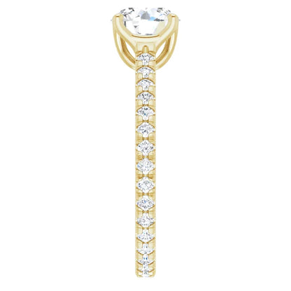 Round Brilliant Yellow Gold Claw Set Eternity Style Engagement Ring