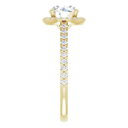 Round Brilliant Yellow Gold Halo Lab Diamond Engagement Ring 