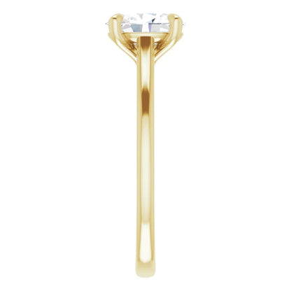 Oval Yellow Gold Four Claw Solitaire Lab Diamond Engagement Ring 