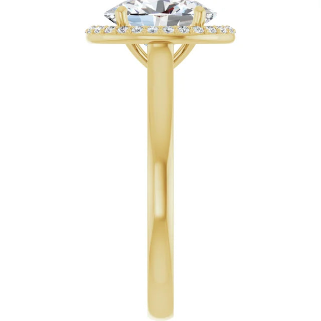 Oval Halo Solitaire Lab Diamond Engagement Ring Yellow Gold. 