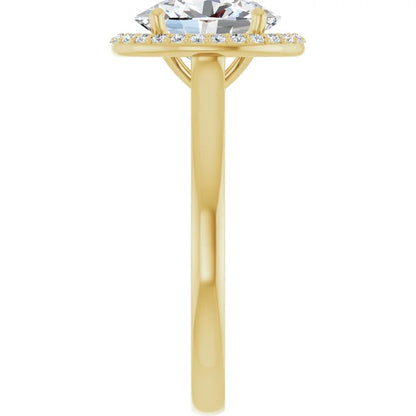Oval Halo Solitaire Lab Diamond Engagement Ring Yellow Gold. 
