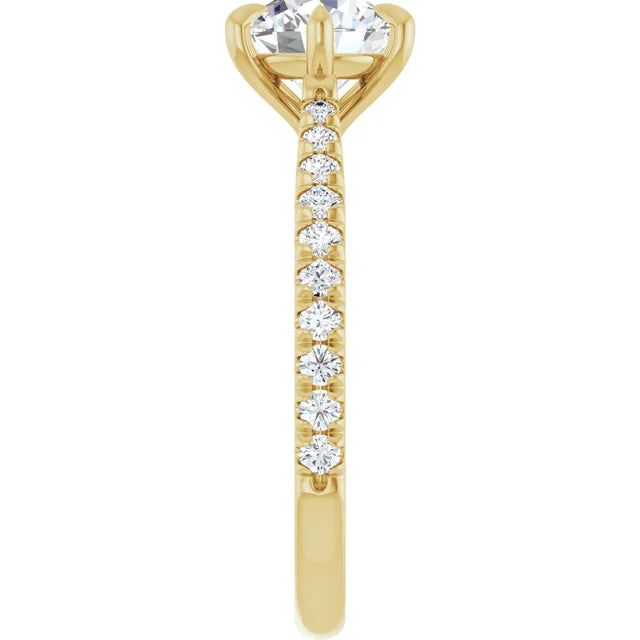 Round Brilliant Yellow Gold Claw Set Style Engagement Ring
