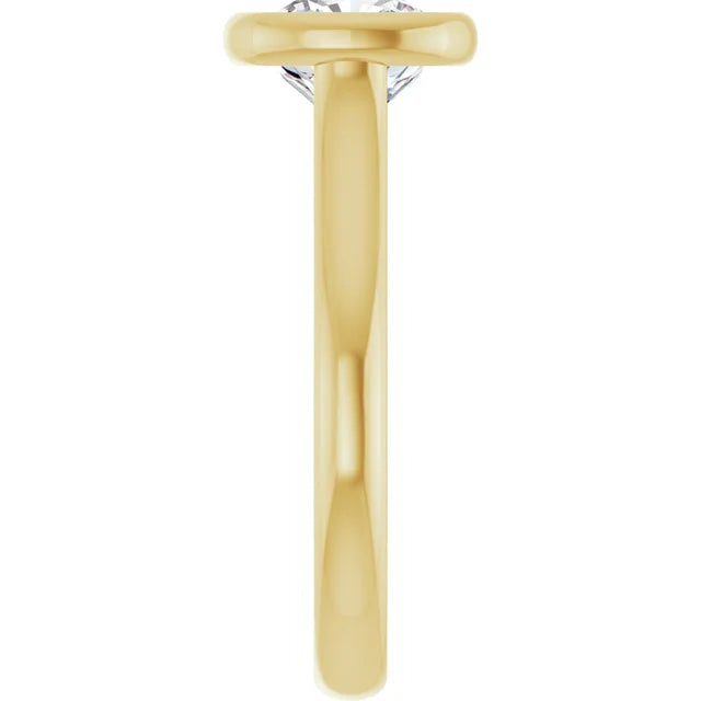 Cushion Yellow Gold Bezel Solitaire Lab Diamond Engagement Ring 