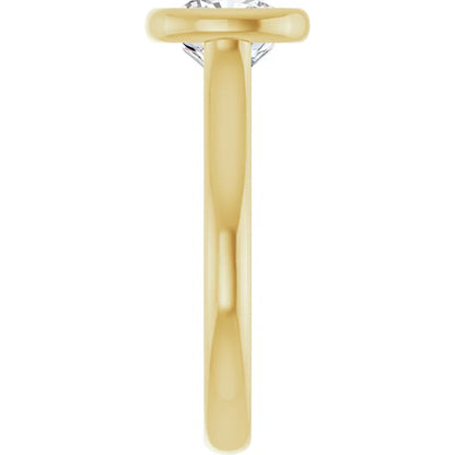 Cushion Yellow Gold Bezel Solitaire Lab Diamond Engagement Ring 