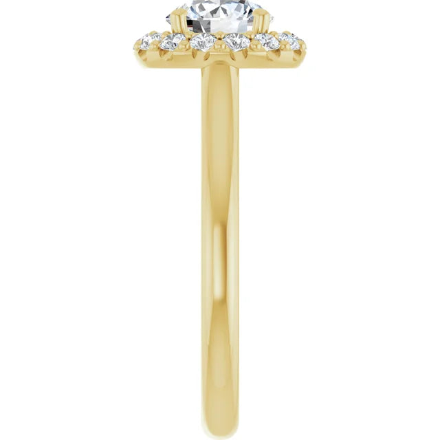 Round Brilliant Halo Solitaire Yellow Gold Lab Diamond Engagement Ring 