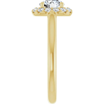 Round Brilliant Halo Solitaire Yellow Gold Lab Diamond Engagement Ring 