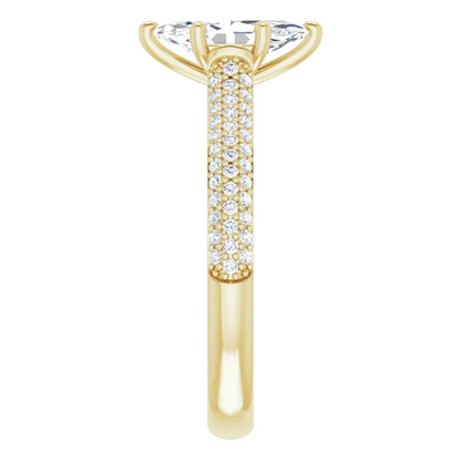 Marquise Yellow Gold Pave Lab Diamond Engagement Ring 