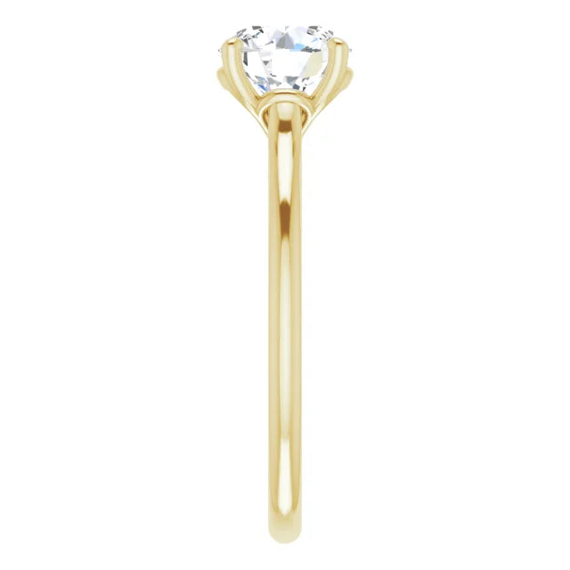 Round Brilliant Yellow Gold Four Claw Solitaire Lab Diamond Engagement Ring 