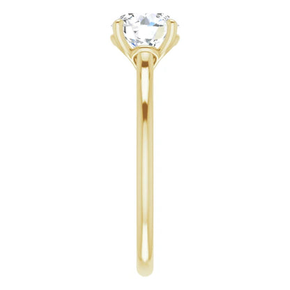 Round Brilliant Yellow Gold Four Claw Solitaire Lab Diamond Engagement Ring 