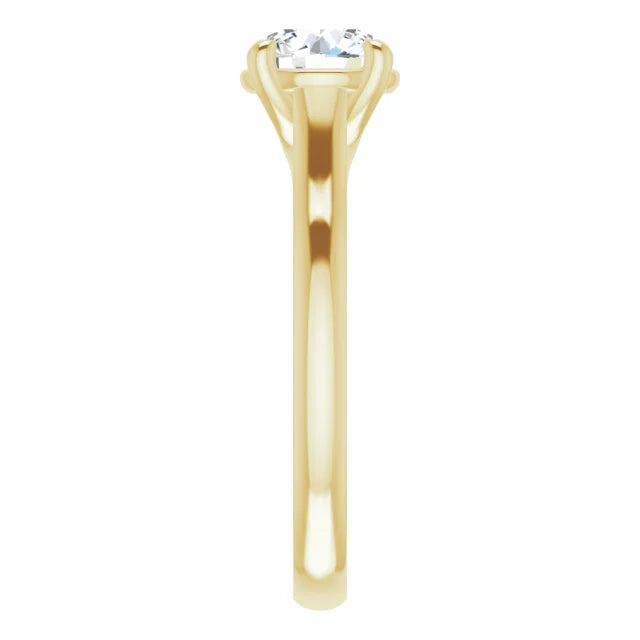 Four Claw Round Brilliant Yellow Gold Solitaire Lab Diamond Engagement Ring