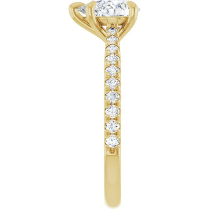 Pear Yellow Gold Claw Set Style Engagement Ring