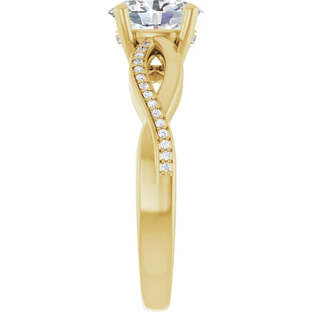 Oval Yellow Gold Claw Set Twist Style Engagement Ring 