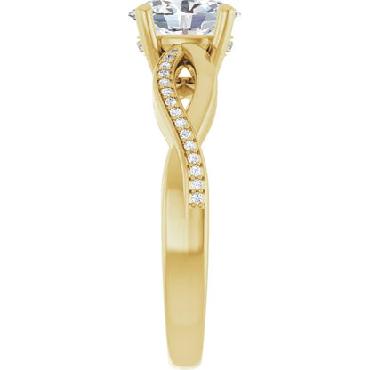 Oval Yellow Gold Claw Set Twist Style Engagement Ring 