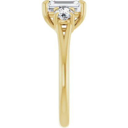 Emerald Yellow Gold Accent Engagement Ring
