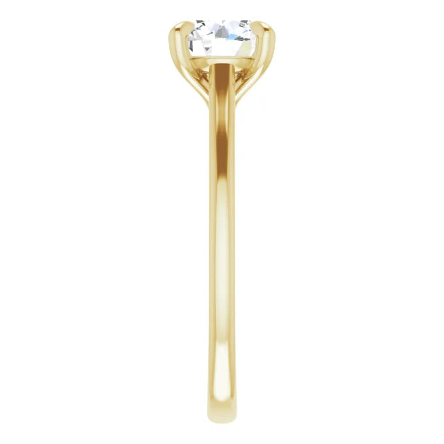 Round Brilliant Yellow Gold Four Claw Solitaire Lab Diamond Engagement Ring 