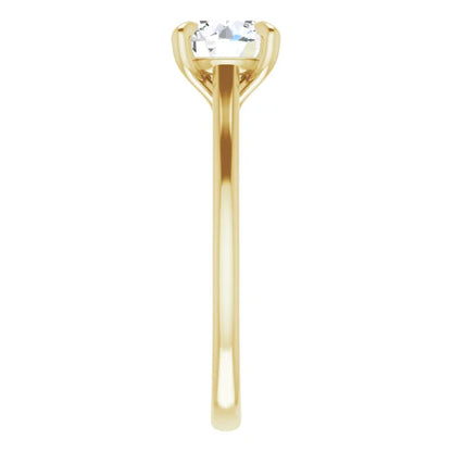 Round Brilliant Yellow Gold Four Claw Solitaire Lab Diamond Engagement Ring 