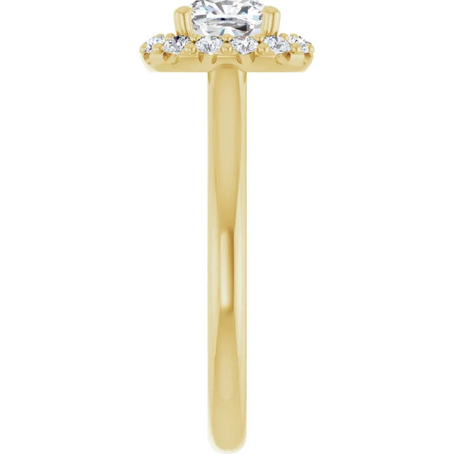 Cushion Halo Solitaire Yellow Gold Lab Diamond Engagement Ring 