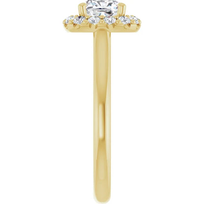 Cushion Halo Solitaire Yellow Gold Lab Diamond Engagement Ring 