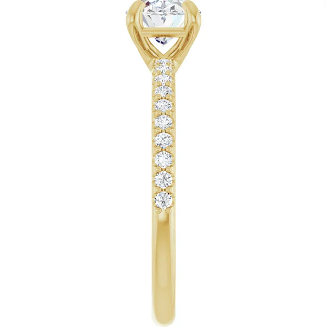 Oval Yellow Gold East West Style Engagement Ring