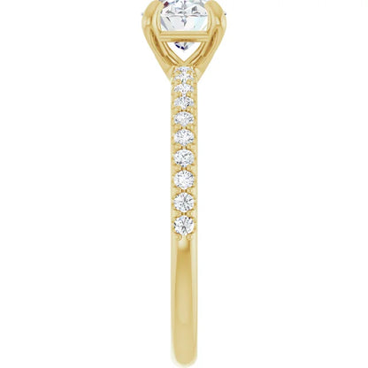 Oval Yellow Gold East West Style Engagement Ring