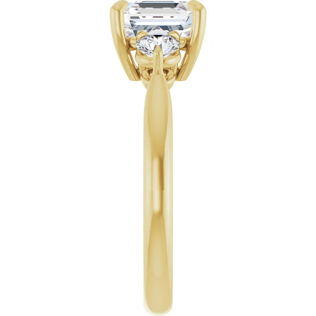 Asscher Yellow Gold Accent Engagement Ring