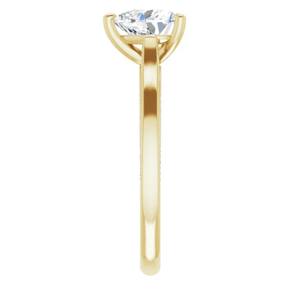 Heart Yellow Gold Solitaire & Hidden Diamond Band Engagement Ring