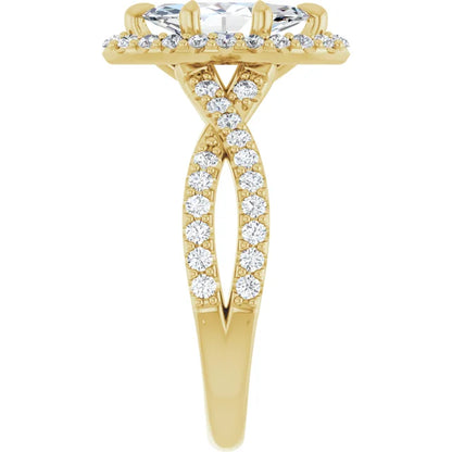 Marquise Twist Halo Style Engagement Ring
