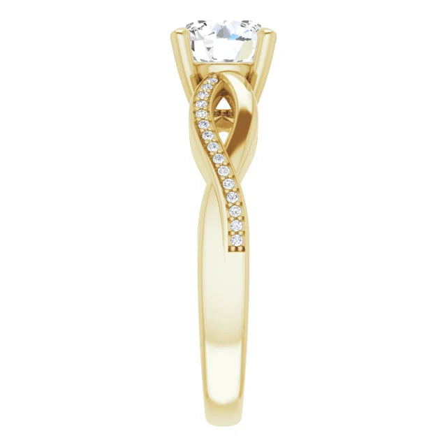 Round Brilliant Yellow Gold Claw Set Twist Style Engagement Ring 