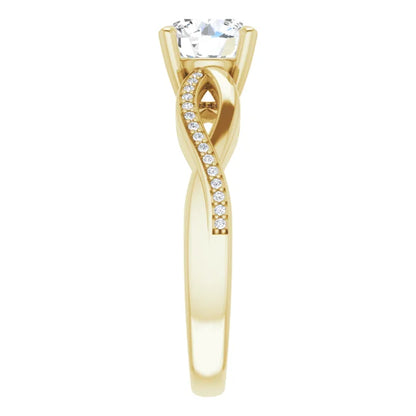 Round Brilliant Yellow Gold Claw Set Twist Style Engagement Ring 
