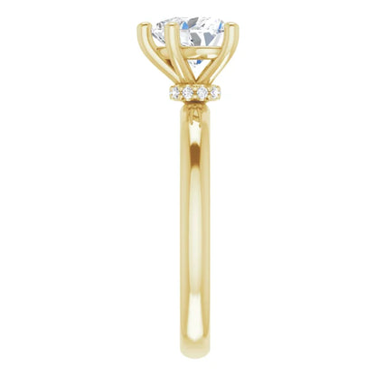 Heart Cut Yellow Gold Low Hidden Halo Solitaire Engagement Ring