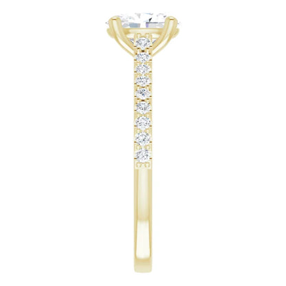 Oval Yellow Gold Pave Style Lab Diamond Engagement Ring 