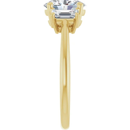Oval Yellow Gold Tri Stone Lab Diamond Engagement Ring