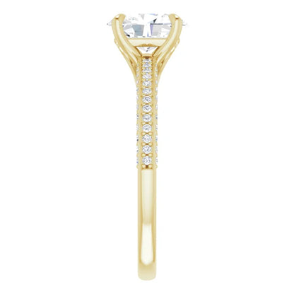 Oval Yellow Gold Pave Lab Diamond Engagement Ring 