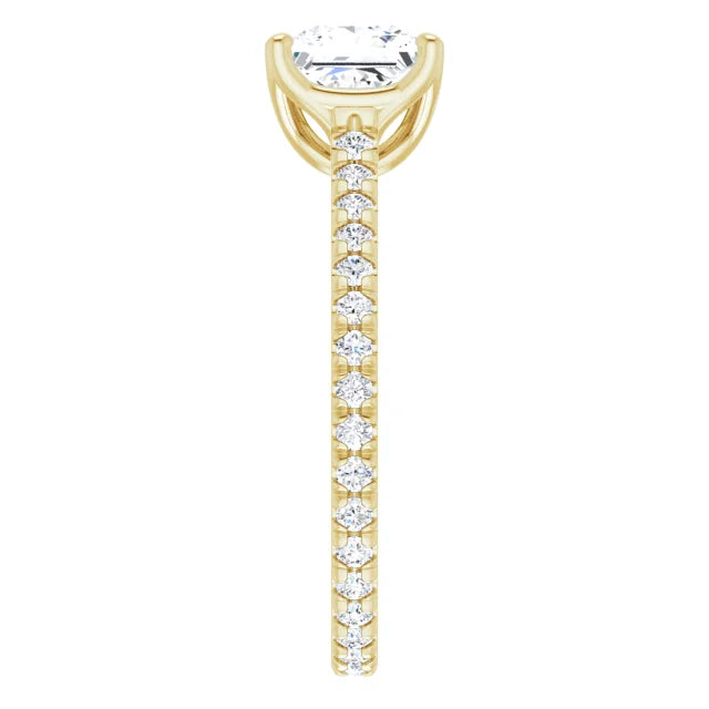 Princess Yellow Gold Claw Set Eternity Style Engagement Ring