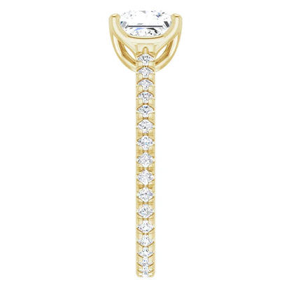 Princess Yellow Gold Claw Set Eternity Style Engagement Ring