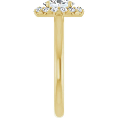Oval Halo Solitaire Yellow Gold Lab Diamond Engagement Ring 