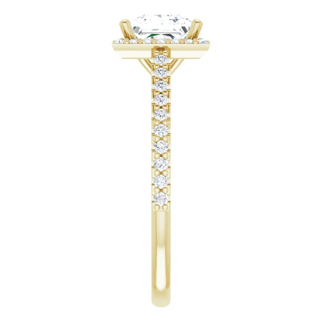 Princess Yellow Gold Halo Lab Diamond Engagement Ring 