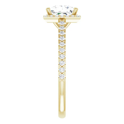 Princess Yellow Gold Halo Lab Diamond Engagement Ring 