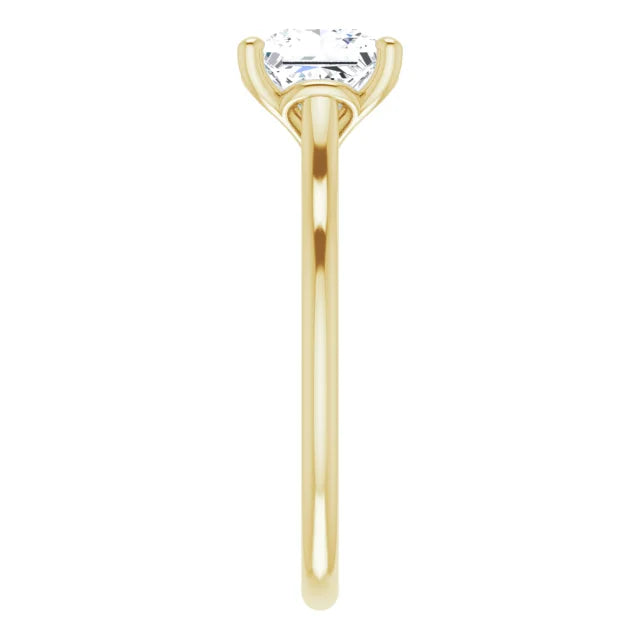 Princess Yellow Gold Four Claw Solitaire Lab Diamond Engagement Ring 