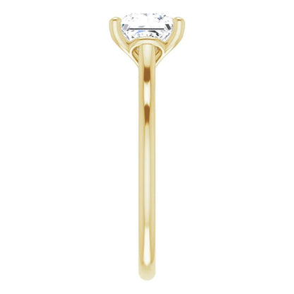 Princess Yellow Gold Four Claw Solitaire Lab Diamond Engagement Ring 