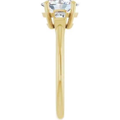 Oval Yellow Gold Baguette Accent Lab Diamond Engagement Ring
